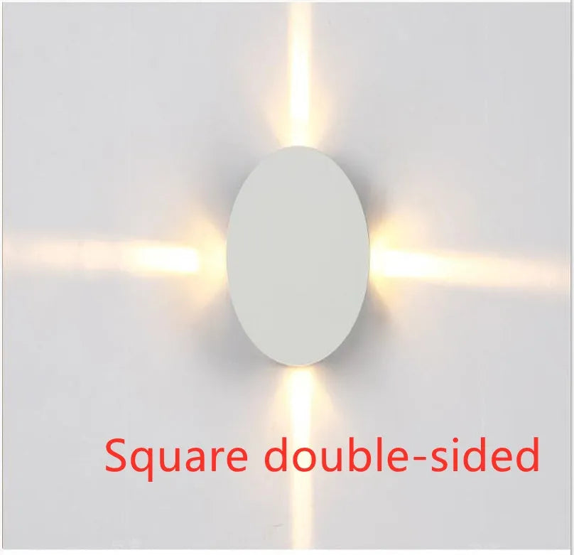 Modern square and round LED aluminium wall light with iron lampshade for living room or bedroom