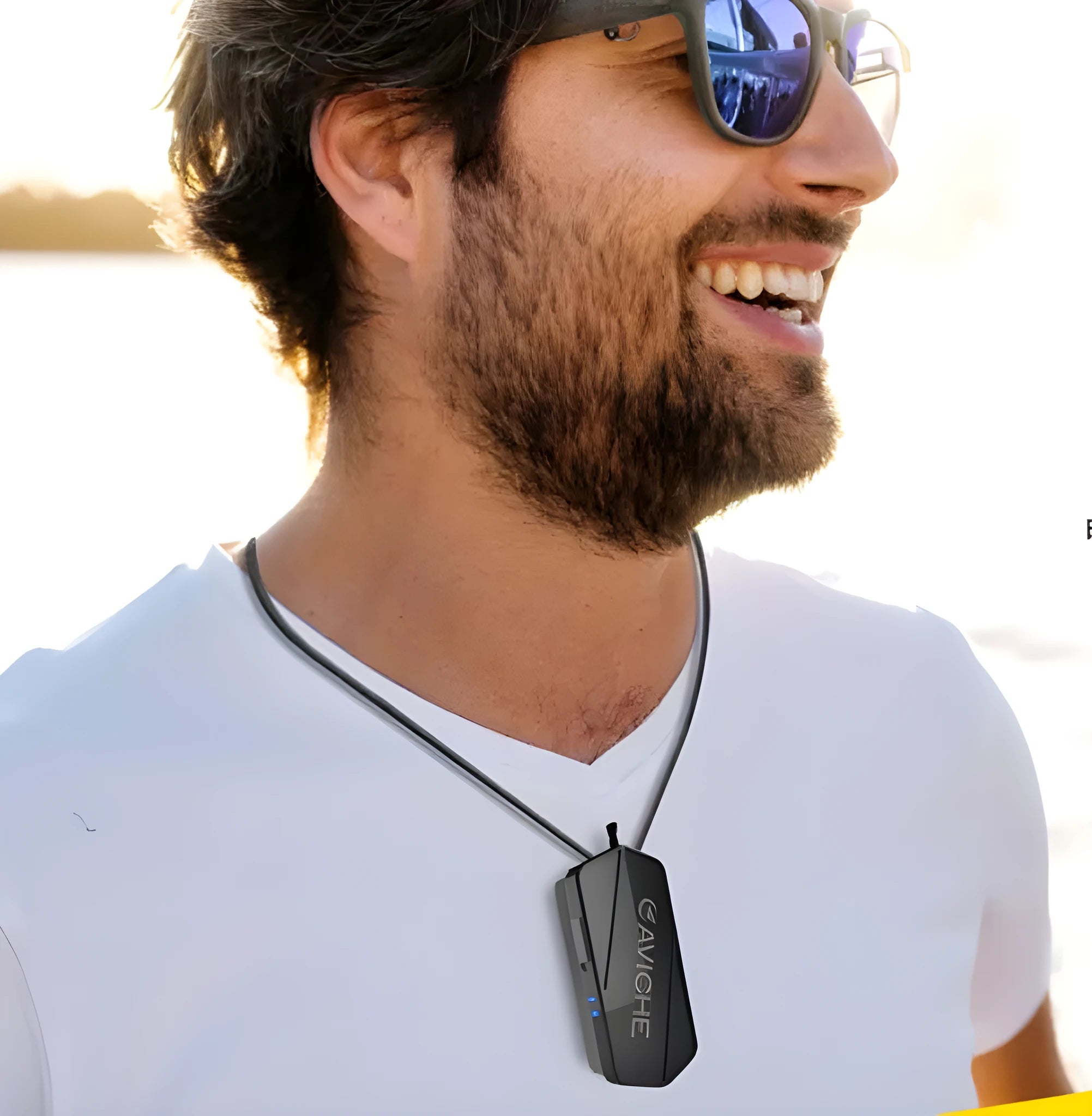 Black air purifier necklace pendant measuring 80mm long with plastic construction