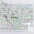 Full set of PBT plastic keycaps for mechanical keyboards with colourful sublimated cat and puppy animal designs.