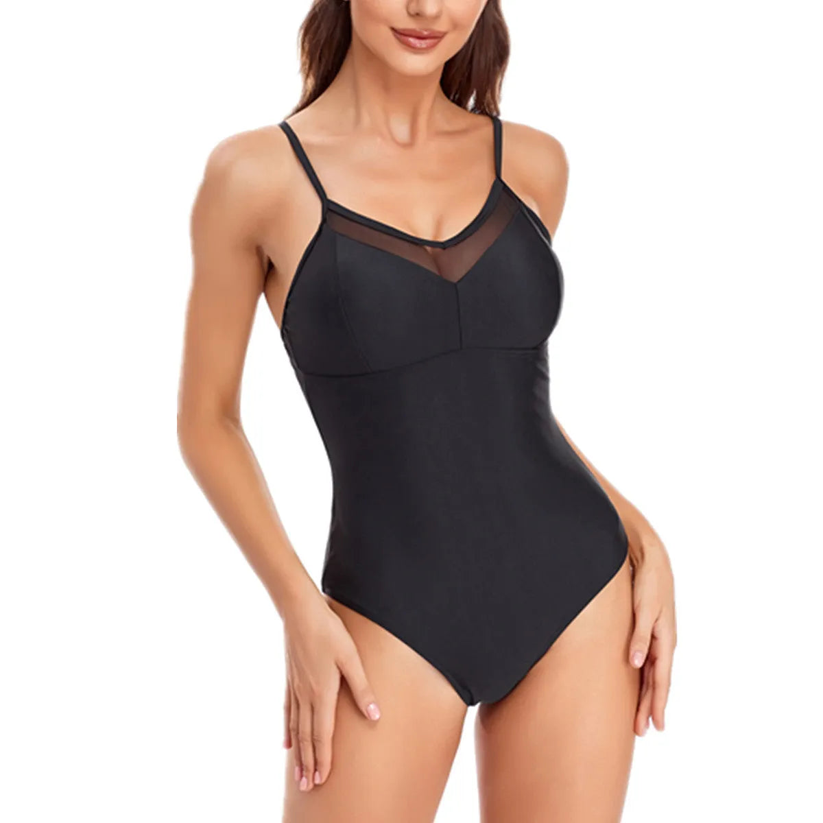 Solid colour backless one-piece swimsuit in black or blue options