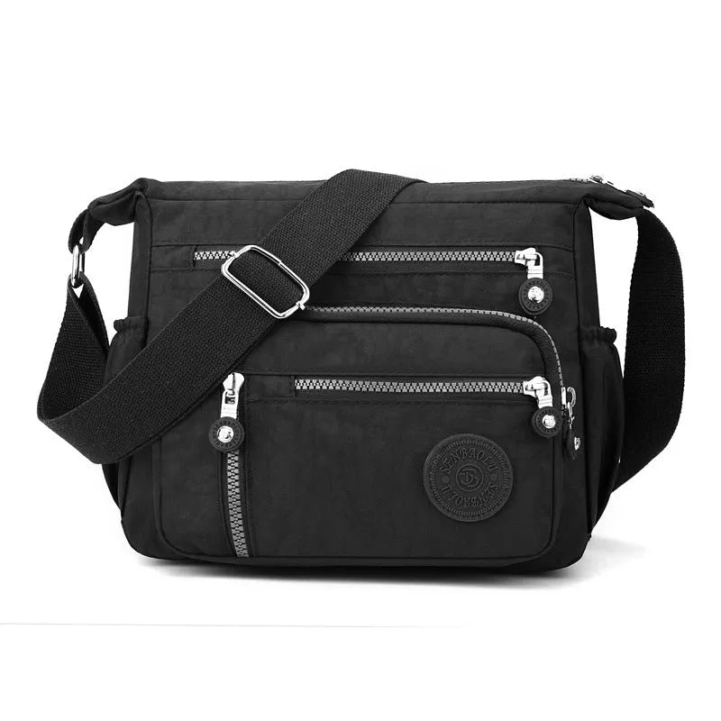 Nylon shoulder messenger bag in square vertical design with single strap