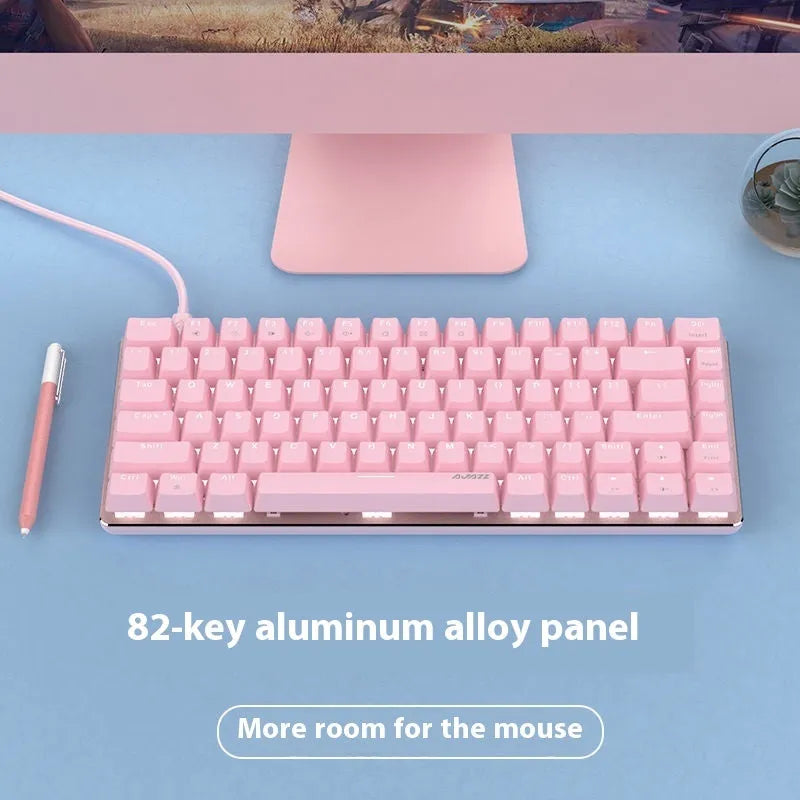 82-key mechanical keyboard with white backlight in metal casing