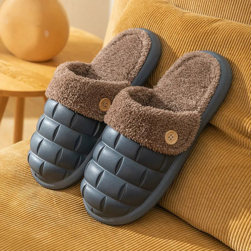 Plaid detachable slippers with plush lining and EVA sole in various colours