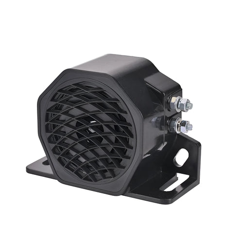Black GQ-208A 12-80V reversing buzzer horn for vehicle safety alerts.