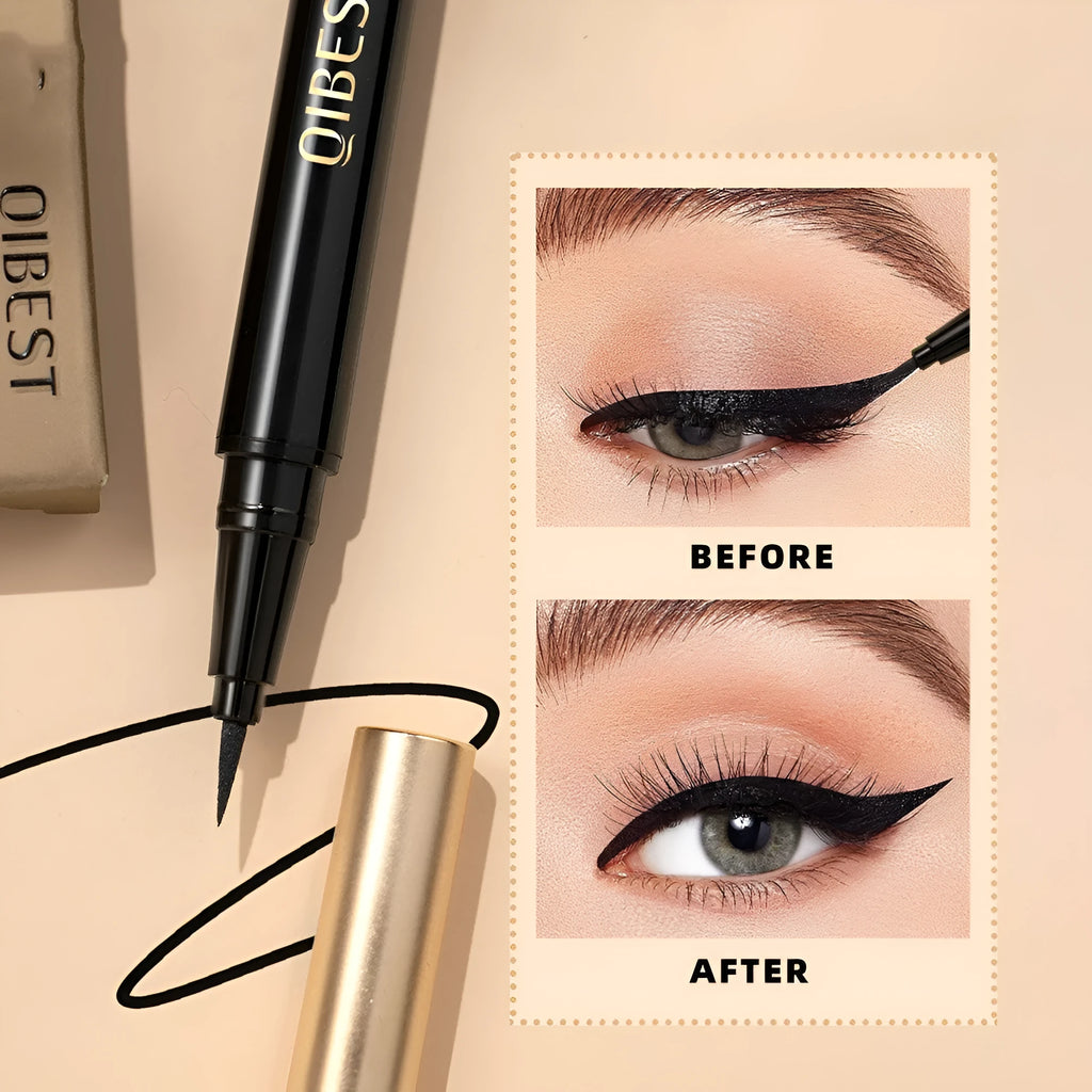 Black waterproof liquid eyeliner pen with quick-drying non-smudge formula