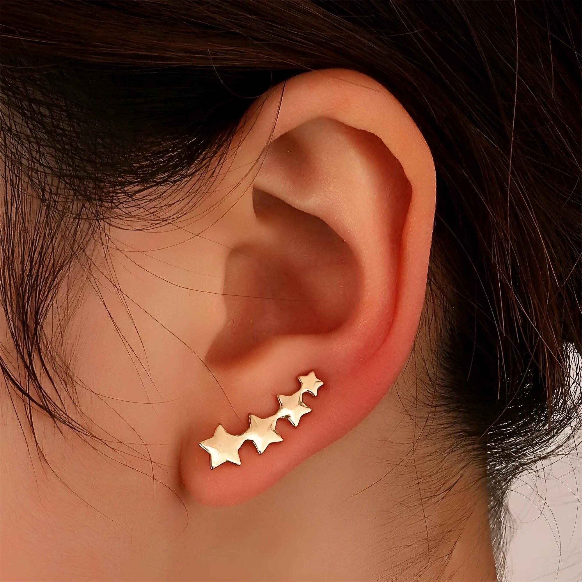 Copper leaves design clip-on earrings for women, KC Gold Star A-896 style.