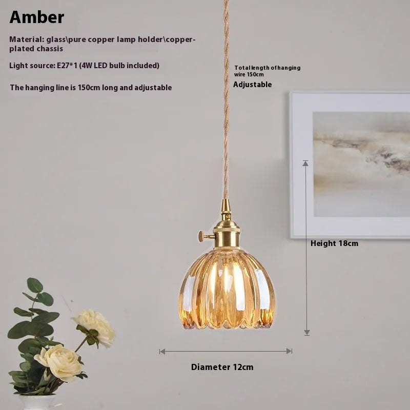 Vintage glass flower chandelier with Nordic design in amber, white, green, transparent or smoky grey colours