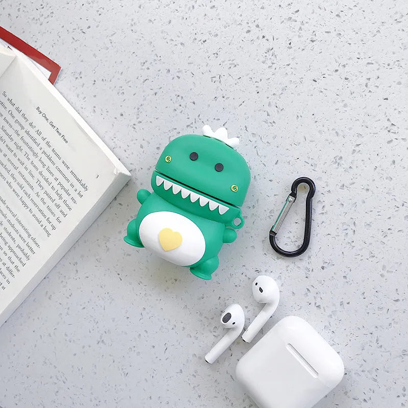 Cartoon animal design silicone case for AirPods 1 and 2 generation in multiple colours