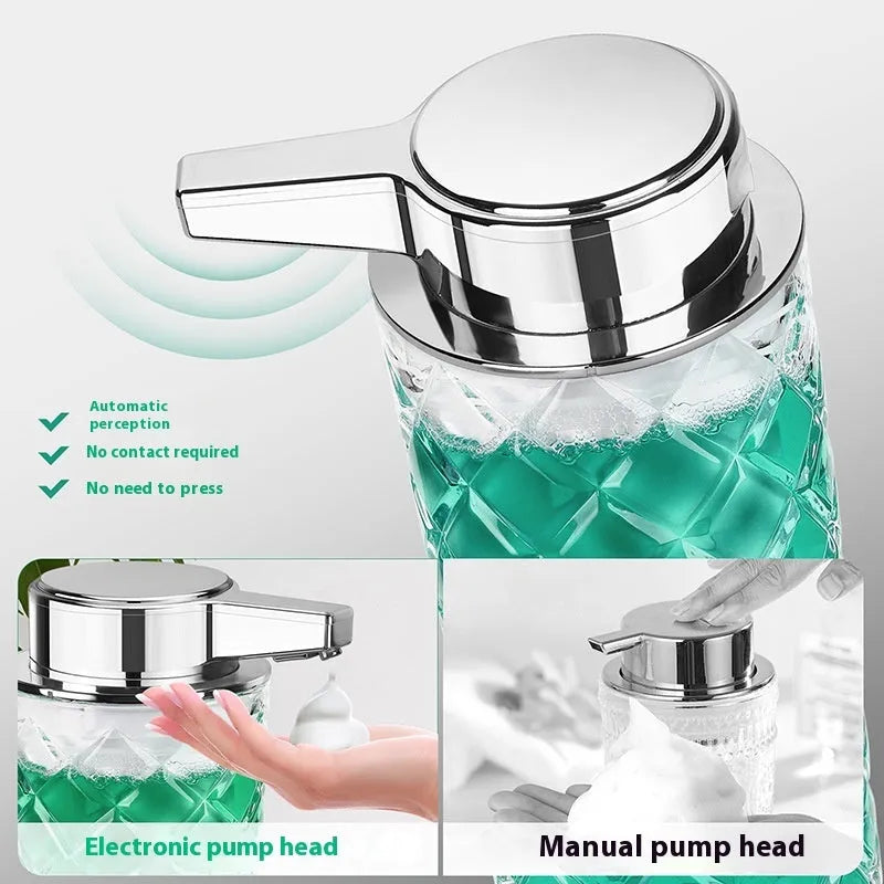 Automatic sensing soap dispenser with silver-plated PET shell and USB Type-C charging port