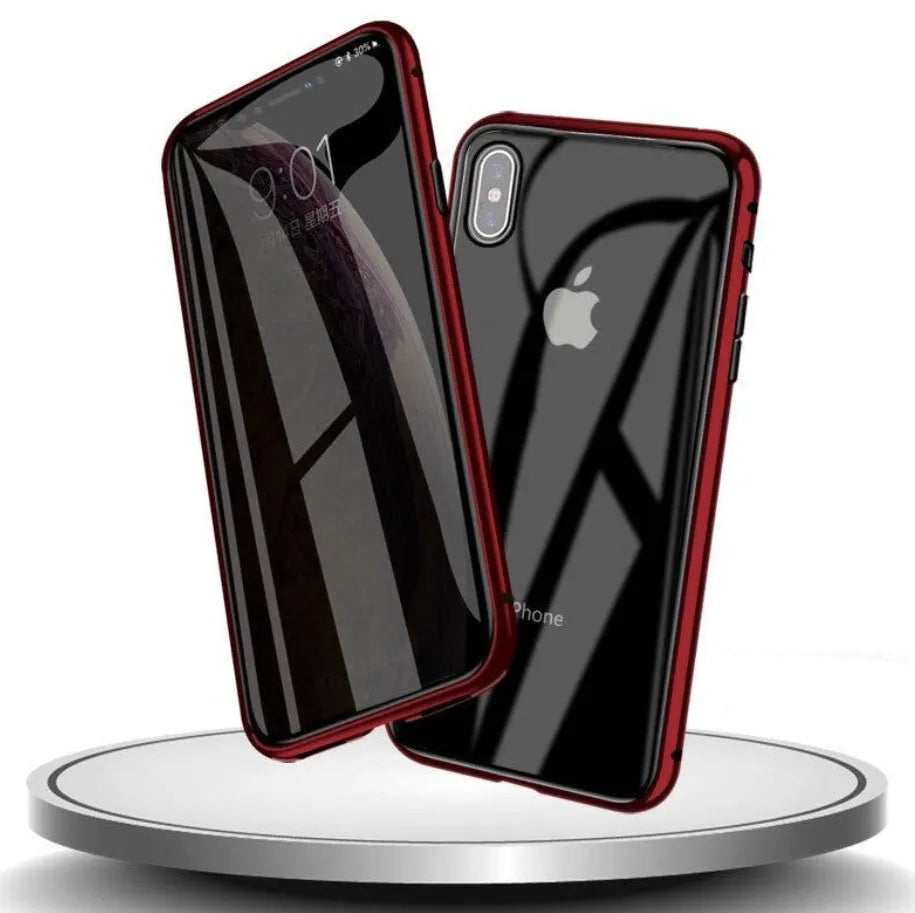 Glass anti-spy clamshell phone case for iPhone in multiple colour options