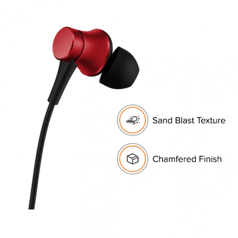 Wired piston in-ear headphones with 3.5mm connector in black blue red colour options