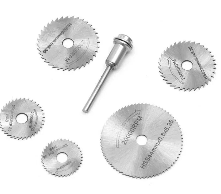 Circular saw blades set with mandrel for woodworking tools