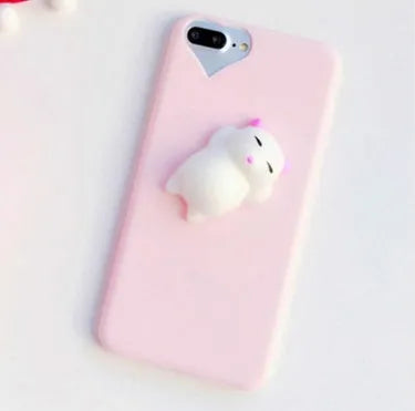 Soft silicone iPhone case with 3D cartoon cat design in blue colour