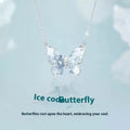 Bingyu Butterfly women's necklace in S925 silver with ice rain pendant on adjustable O-ring chain
