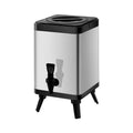 Silver stainless steel square lock cold insulation milk tea bucket with 8 litre capacity.