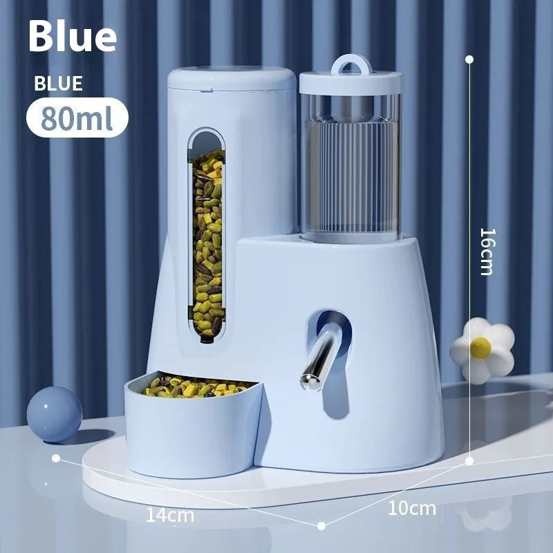 Hamster automatic drinking water feeder and food basin in blue colour