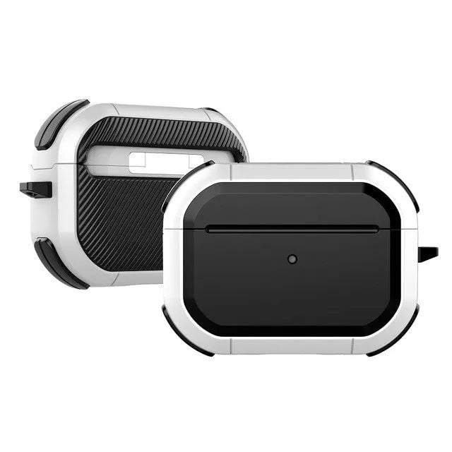 Colour options for a black TPU and PC protective shell case for AirPods 1, AirPods 2, and AirPods Pro