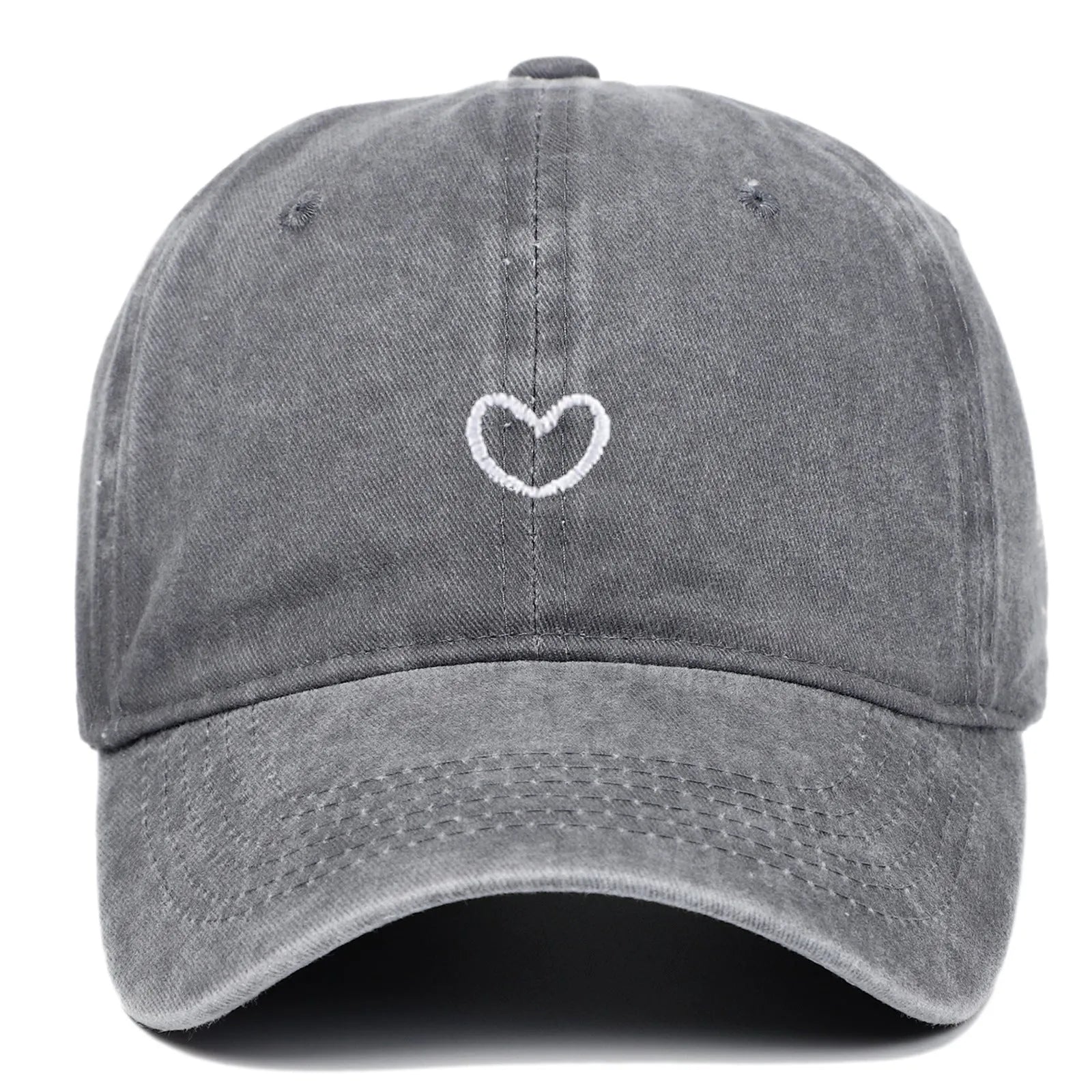 Retro embroidered cotton peaked cap in an adjustable size on a neutral background.