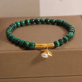 Women's white crystal lucky bamboo bracelet with adjustable closure