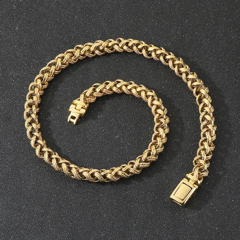 Men's titanium steel keel chain necklace with large hemp flowers chain in antique silver colour
