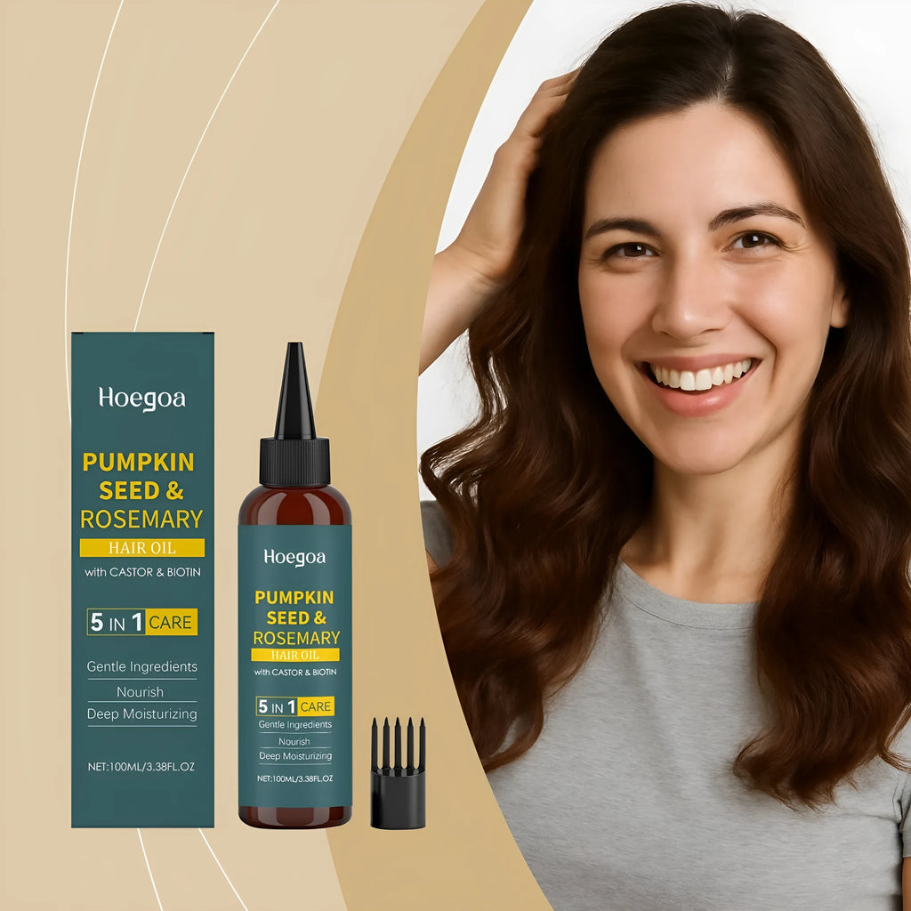 Rosemary essential oil 100ml bottle with pointed applicator and detangling comb for hair care treatment
