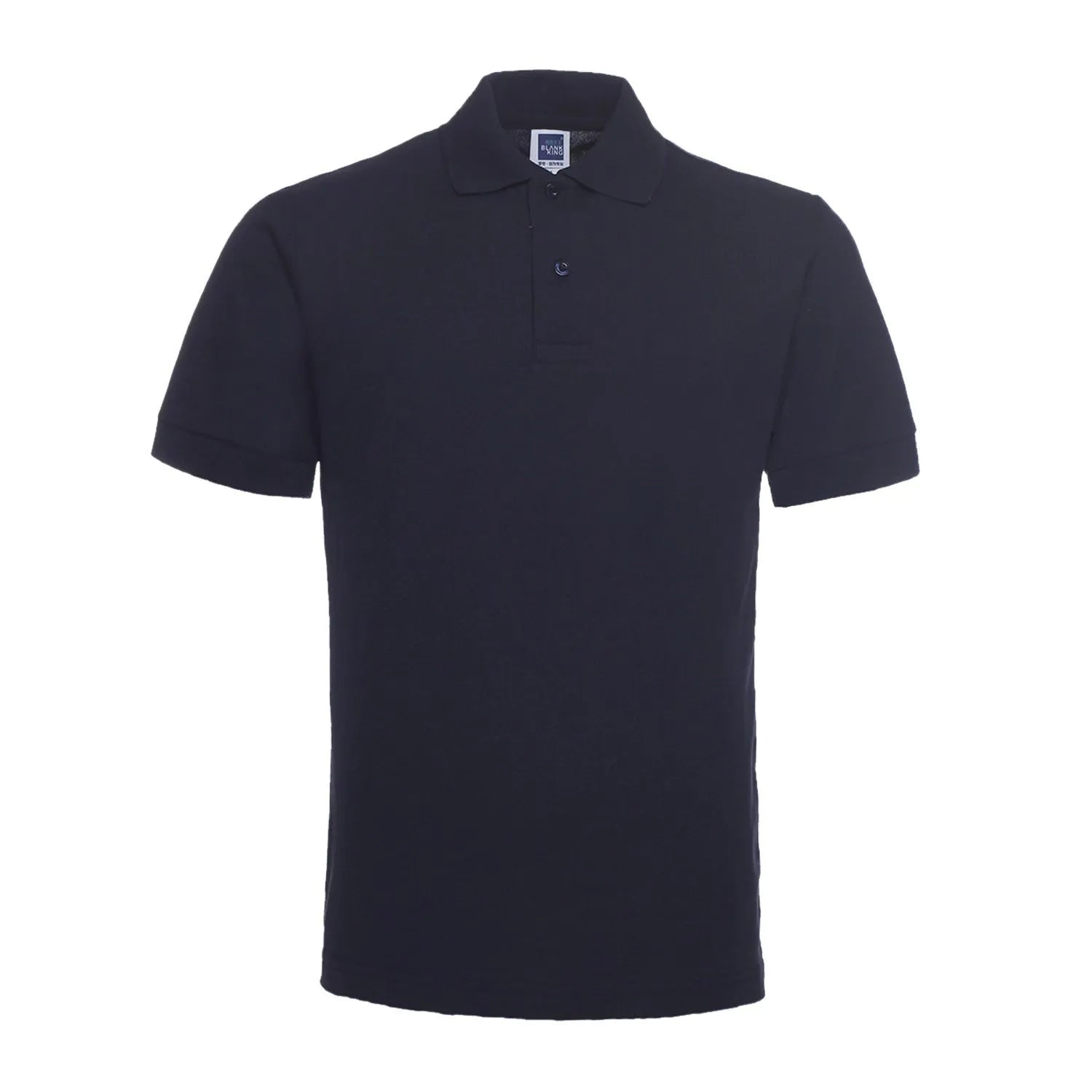 Plus size short sleeve polo shirt in loose cotton blend fabric shown in multiple solid colours