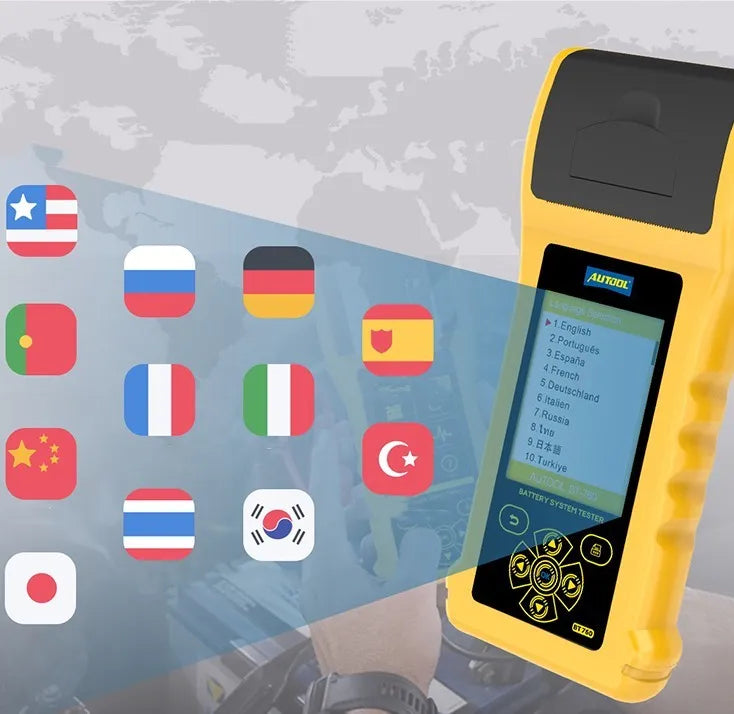 Autool BT760 colour screen vehicle battery tester with thermal printer and test clips