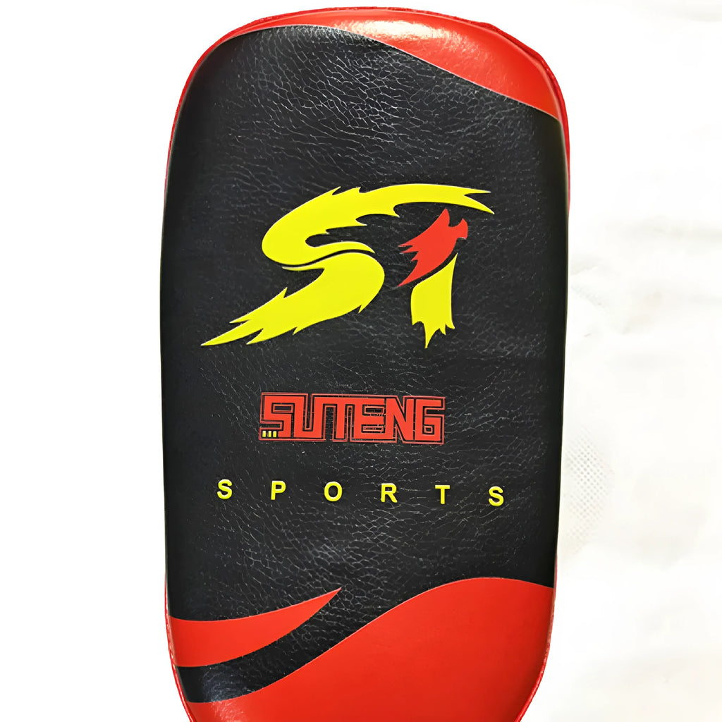 Black and red PU leather hand-held square martial arts foot target with strap