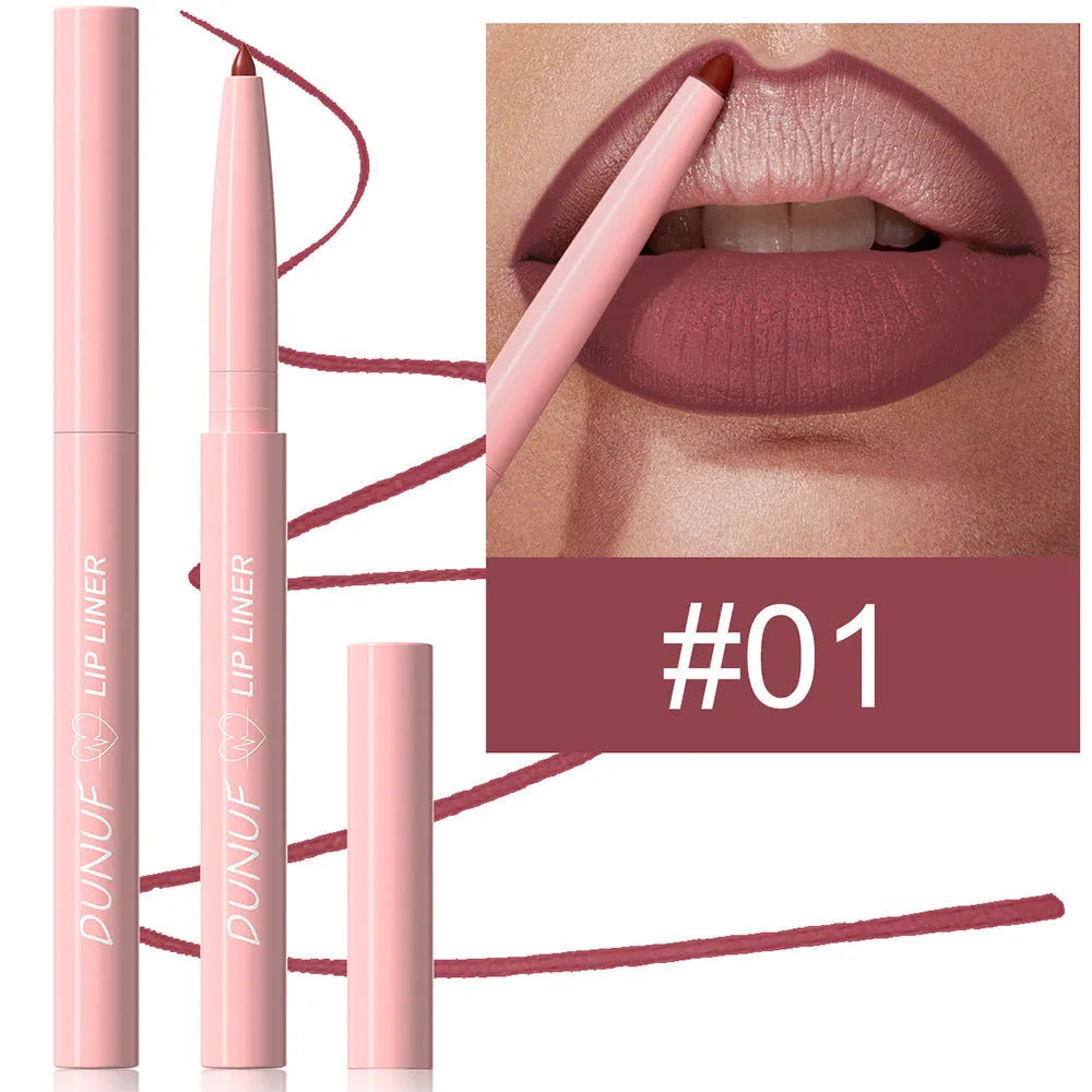 Velvet matte lip liner pencil in 12 colour options for precise lip definition