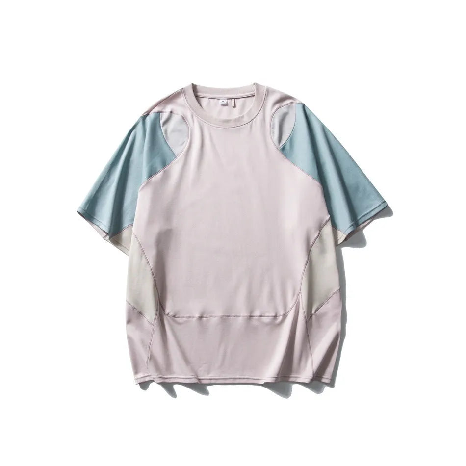 Men's loose fit cotton blend t-shirt in Galaxy Blue with short raglan sleeves and a printed design.