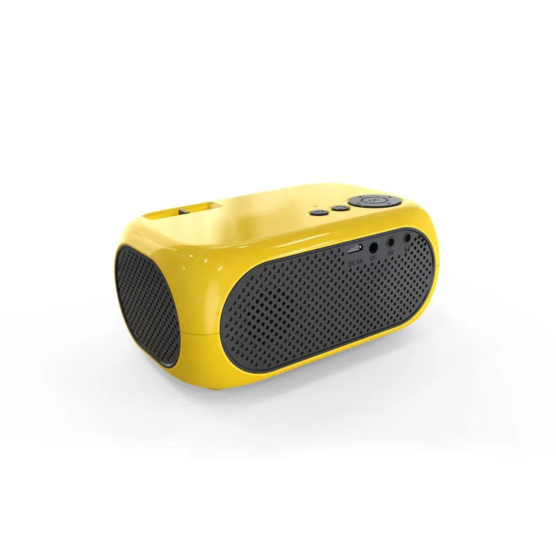 M24 micro mini projector in gold or white colour with power adapter and AV cable