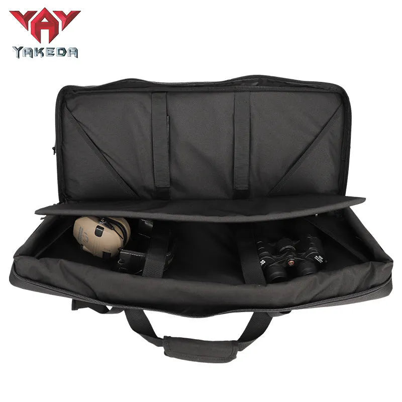 28-inch tactical outdoor fishing bag in black CP camouflage made from polyester