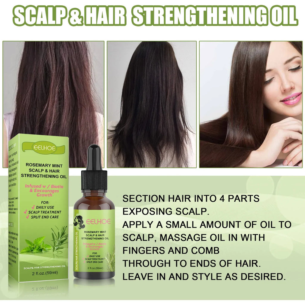 59ml bottle of rosemary mint hair growth fluid for scalp massage and nourishment.