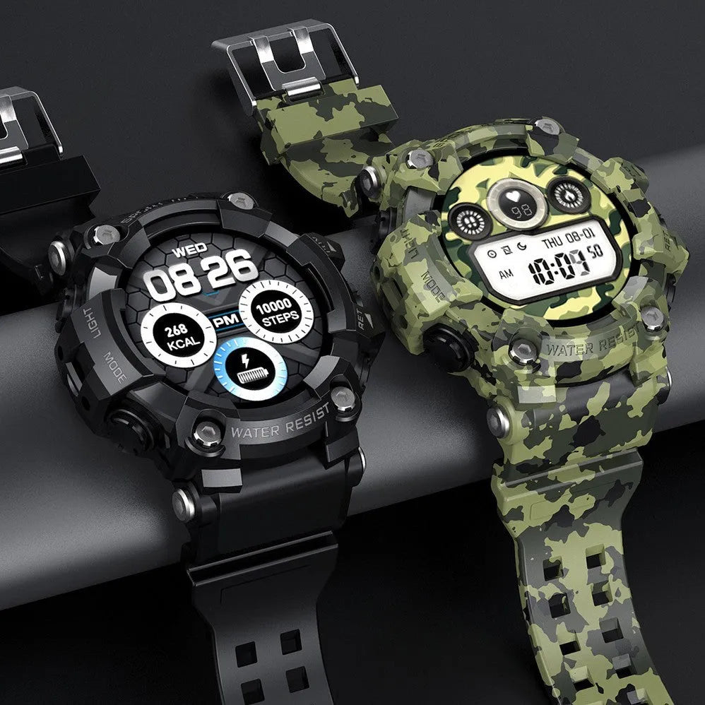 T6 Tactical Smart Watch with 1.3 inch screen on wrist showing Android iOS compatibility