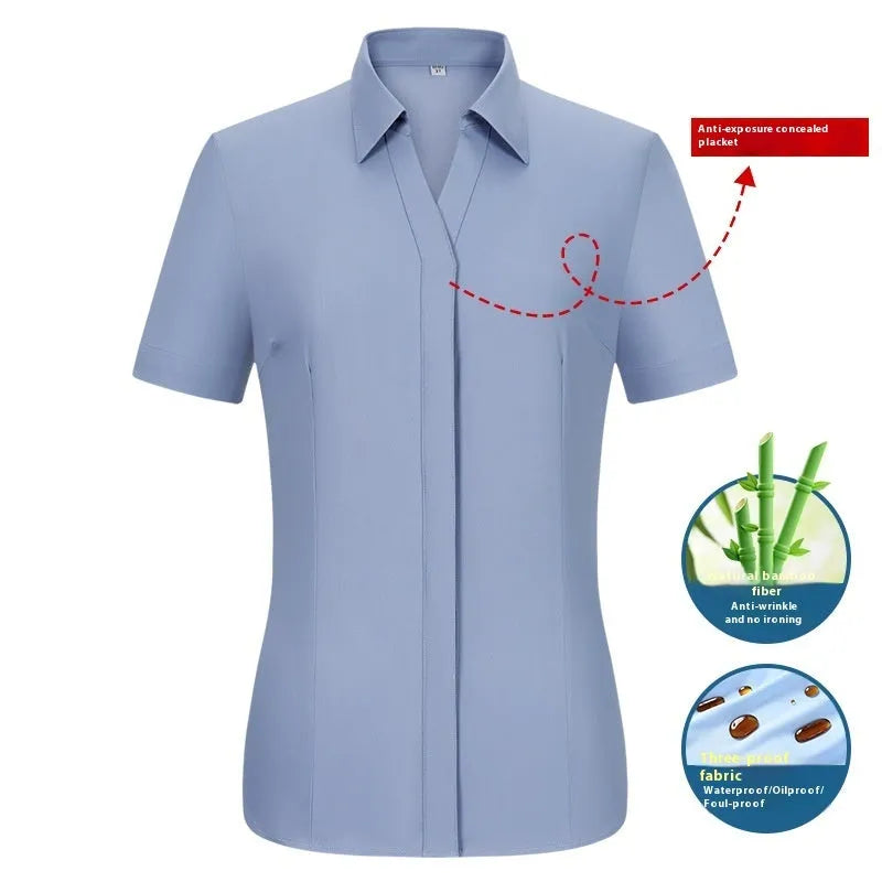 Men's bamboo fibre waterproof work shirt with square collar in slim fit business formal style