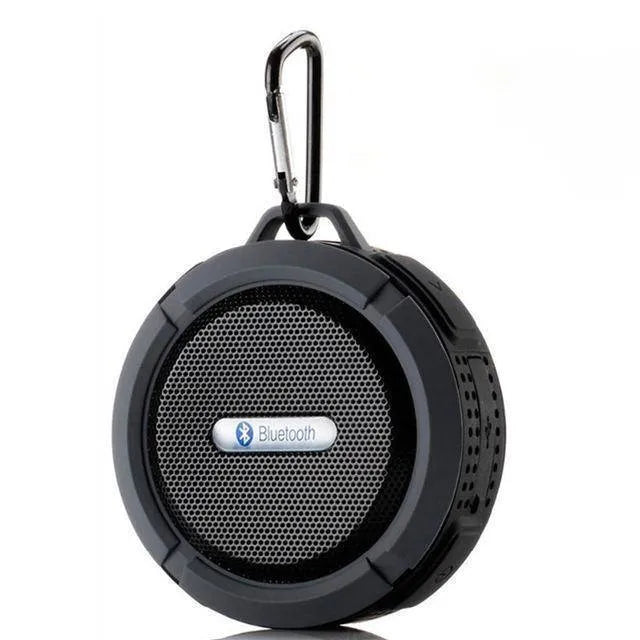 Waterproof Bluetooth speaker in Army Green colour, side view showing grille and controls, 98mm width portable design