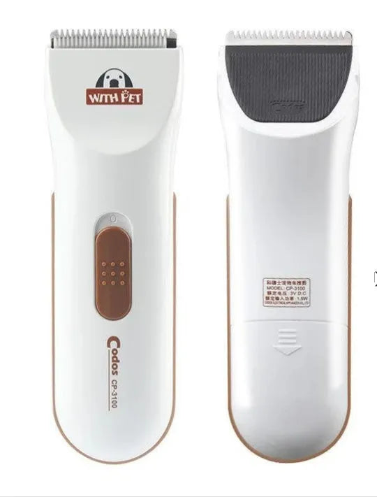 White electric pet hair clipper with ceramic blade for dog and cat grooming