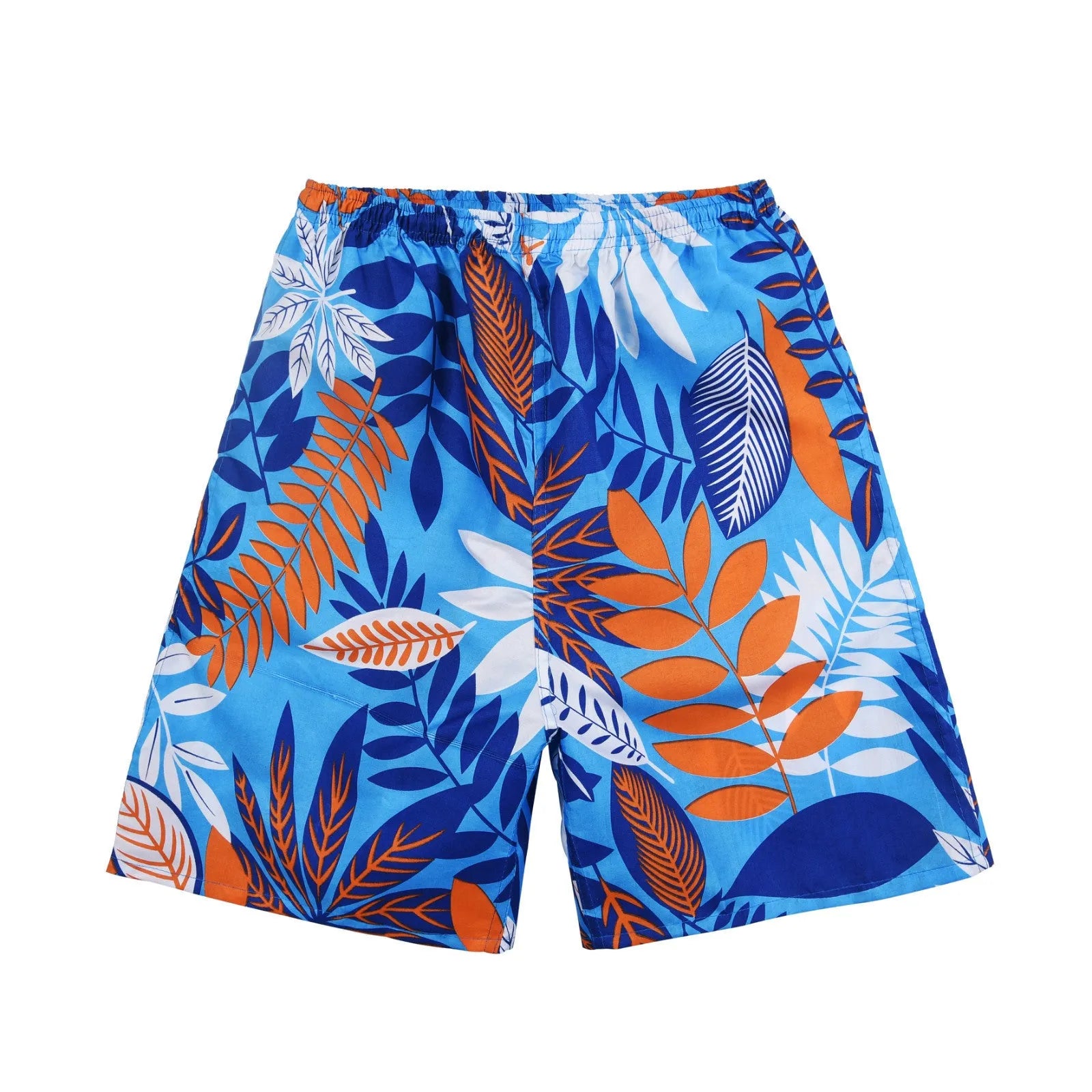 Men's floral print five-point swimming trunks made from polyester in a free size.