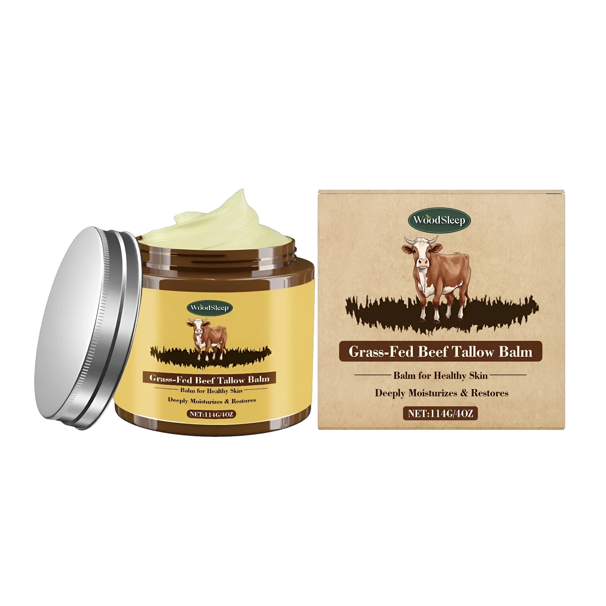 114g jar of Cow Fat Skin Care Cream with honey and olive oil for moisturising