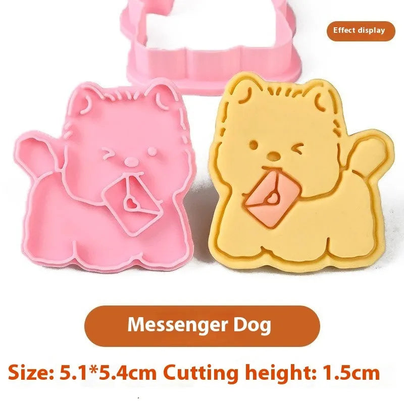 Plastic cartoon dog biscuit mould set with multiple puppy-themed designs