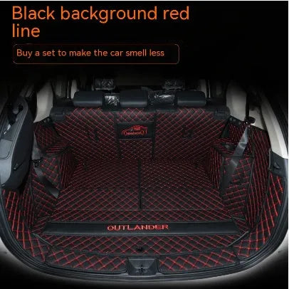 Mitsubishi Outlander custom boot liner with 3D raised edges and non-slip surface in a vehicle boot.