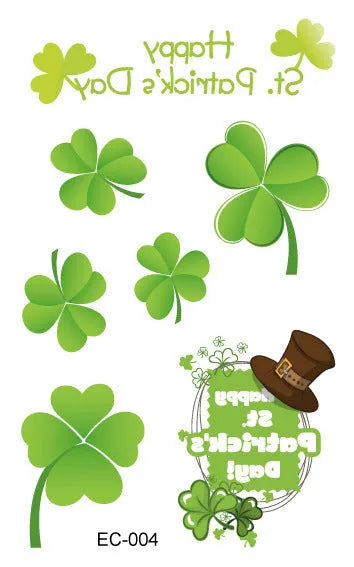 Water transfer tattoo sticker paper with Irish flag shamrock design measuring 120×75mm