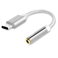 Type-C to 3.5mm headphone adapter cable with nylon braiding in four colour options