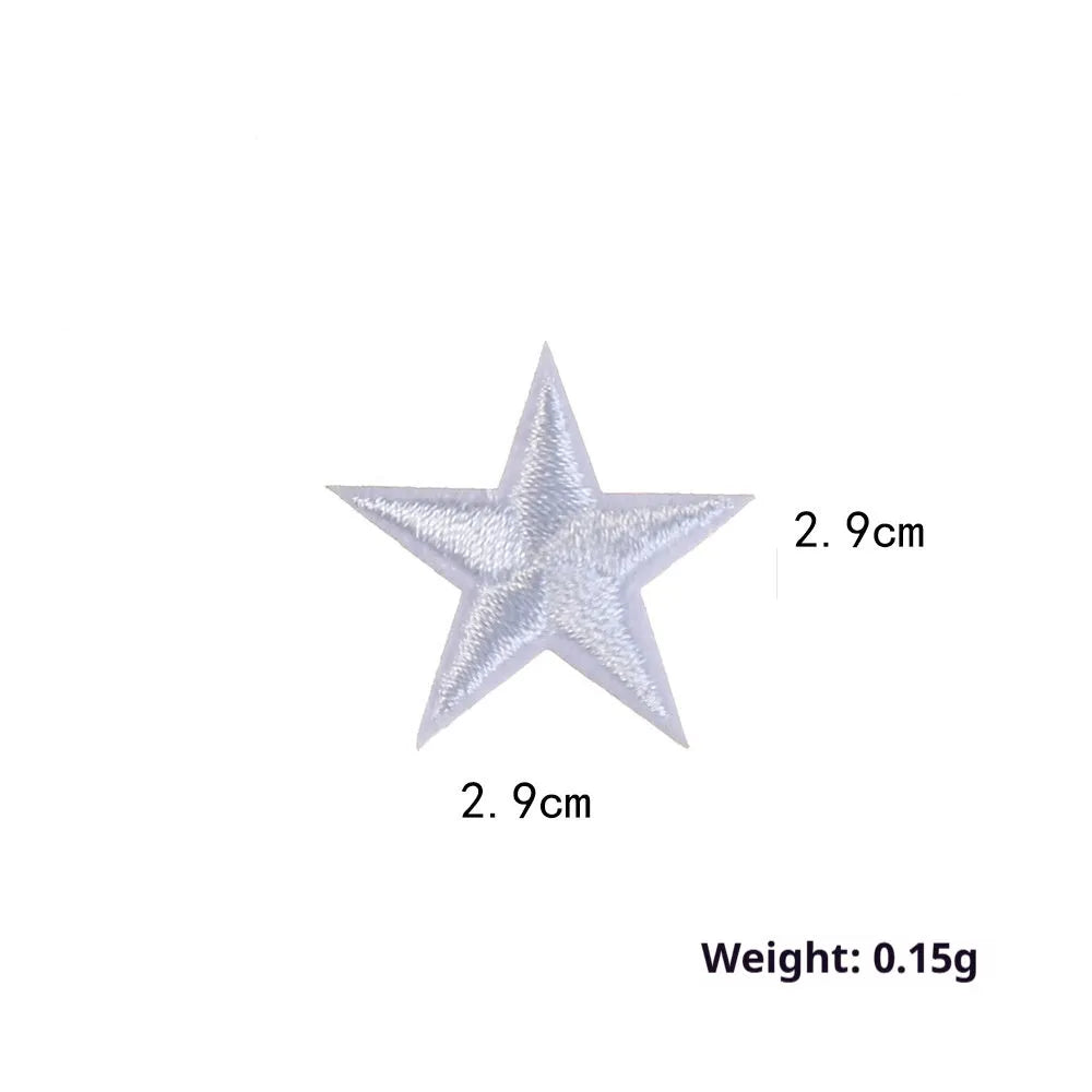 Colourful five-pointed star cloth embroidery stickers for DIY clothing decoration and craft projects
