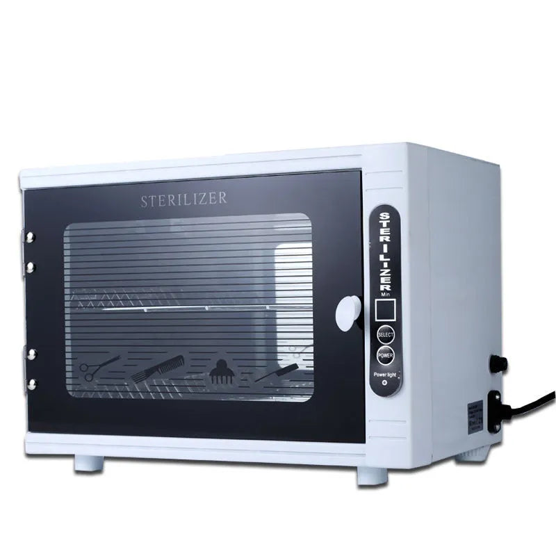 Small silver ultraviolet steriliser unit with dimensions 350x220x255mm for beauty salons