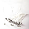 White cotton candle wicks in three lengths for DIY candle making.