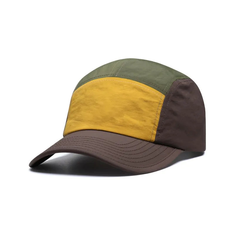 Men's cotton-polyester baseball cap with curved brim and five-piece colour matching design in multiple colour options
