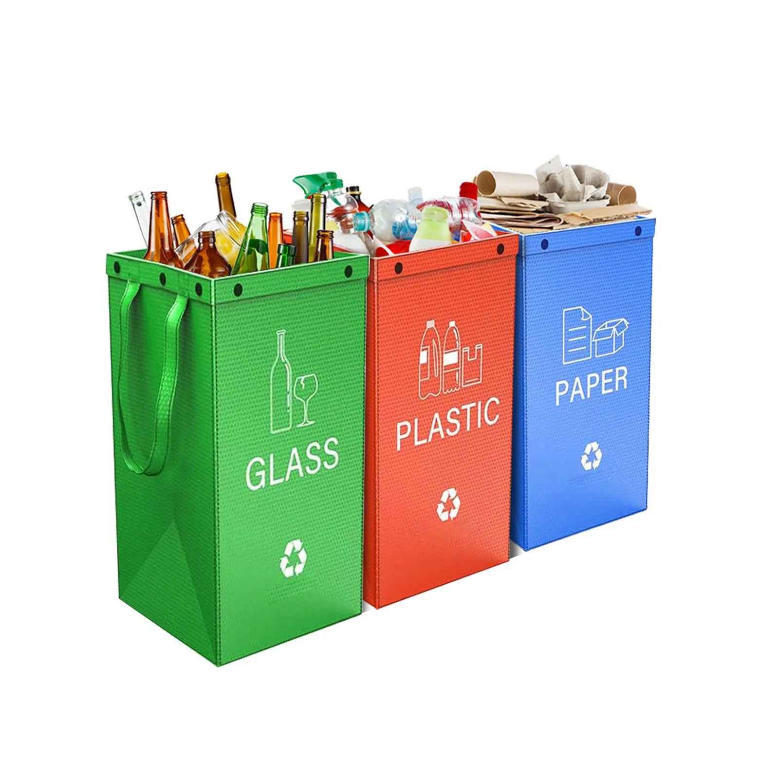 Blue 40L reusable PP waste sorting bag, 30cm wide by 50cm tall, standing upright.