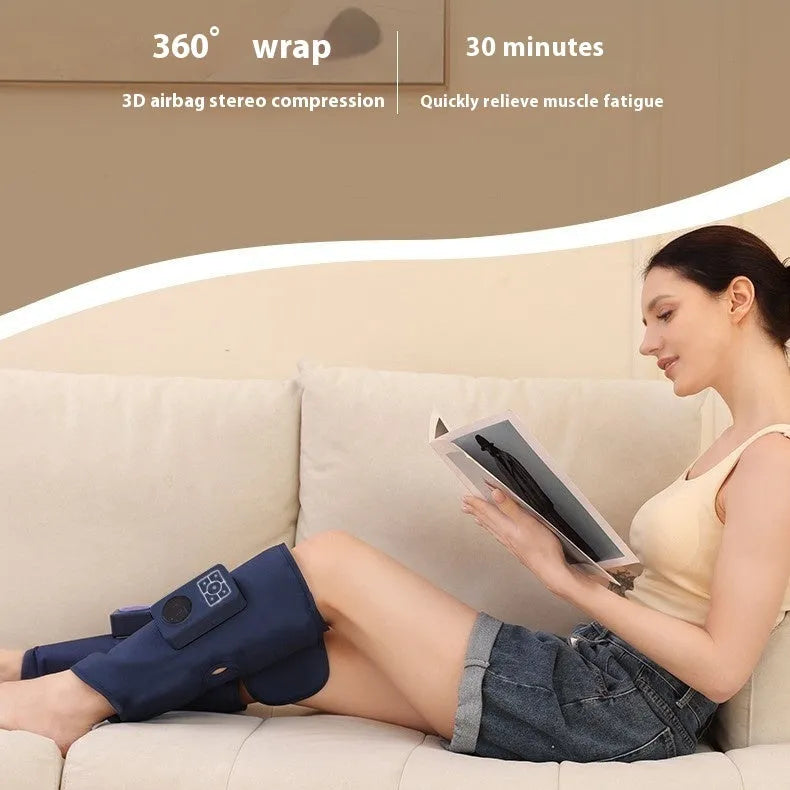 Leg massager with calf airbag heating, ultrasonic vibration, and EMS electric pulse in English language option