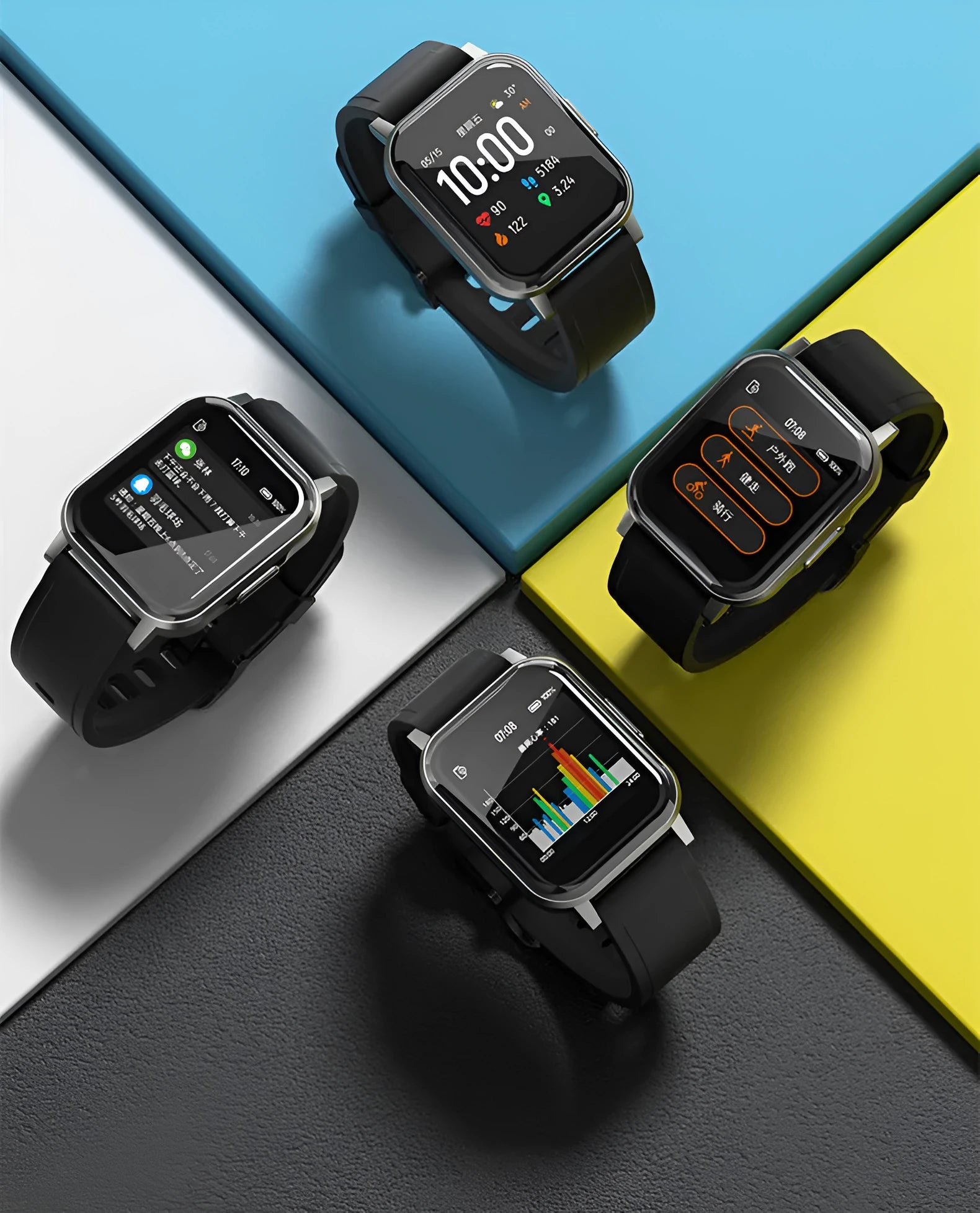 Black waterproof smart bracelet with 1.4-inch screen on silicone wrist strap showing heart rate display